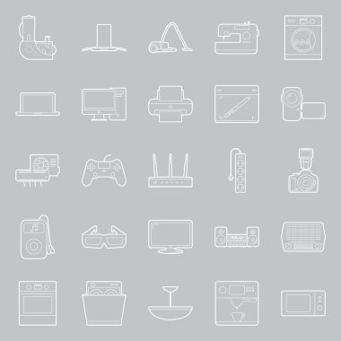 Ev elektrik aletleri ince çizgiler Icon set