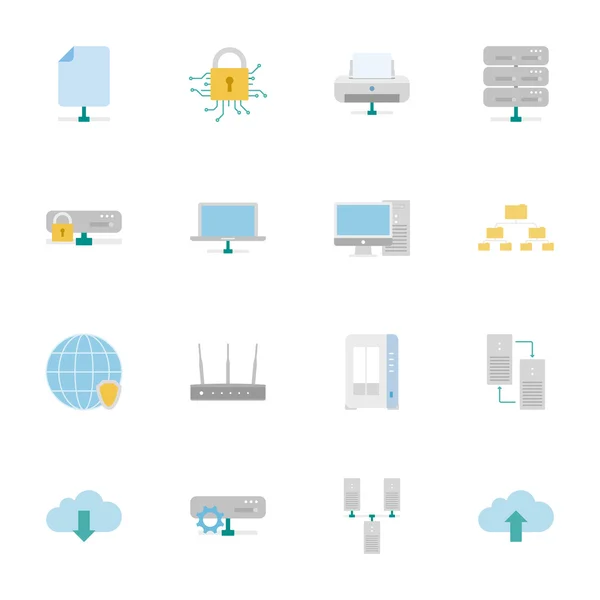 Computer Systems and Networks color flat icons set — Stock Vector