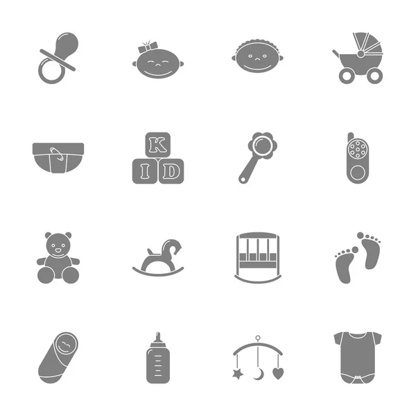 Conjunto de iconos de silueta de bebé — Vector de stock