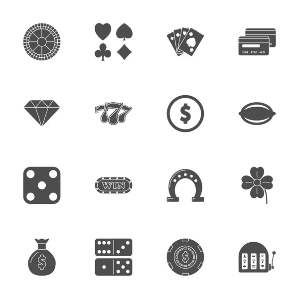 Casino silhouette icons set — Stock Vector