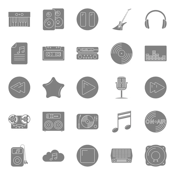 Conjunto de iconos de siluetas de música y audio — Vector de stock