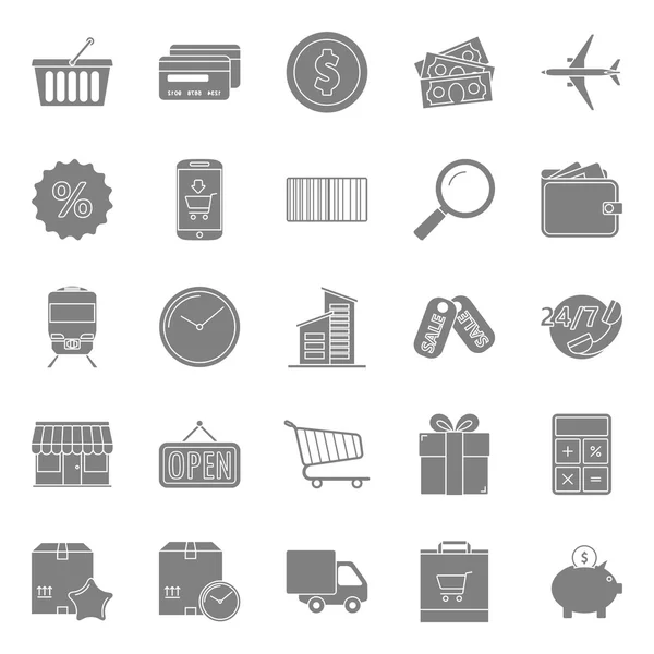 Conjunto de ícones de silhuetas de vendas e compras — Vetor de Stock