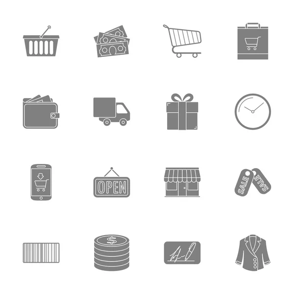 Compras siluetas iconos conjunto — Vector de stock