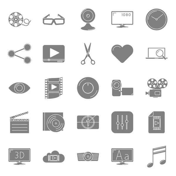 Video siluetleri Icons set — Stok Vektör