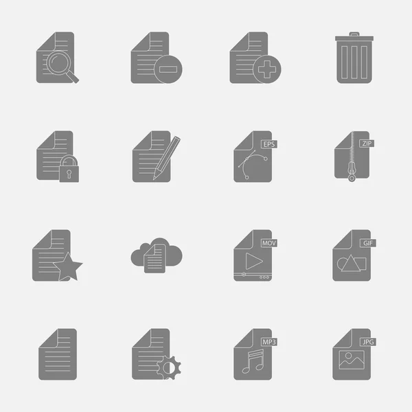 Files and documents silhouettes icons set — Stock Vector