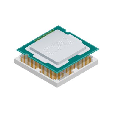 İşlemci izometrik detaylı simgesi