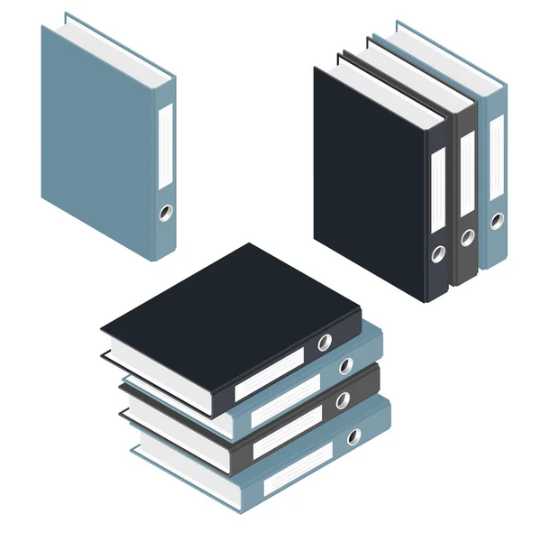 Foldery i stos izometryczne ikon folderów — Wektor stockowy