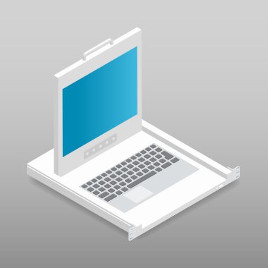 KVM Anahtarı rackmount izometrik detaylı simgesi