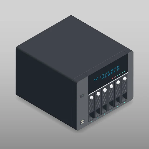 Red de almacenamiento conectado dispositivo isométrico detallado — Archivo Imágenes Vectoriales