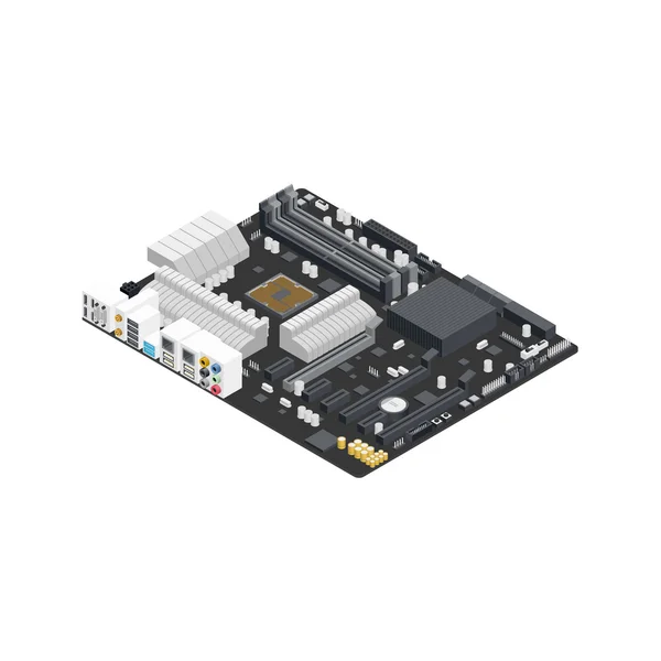 Motherboard isometric detailed icon — Stockový vektor