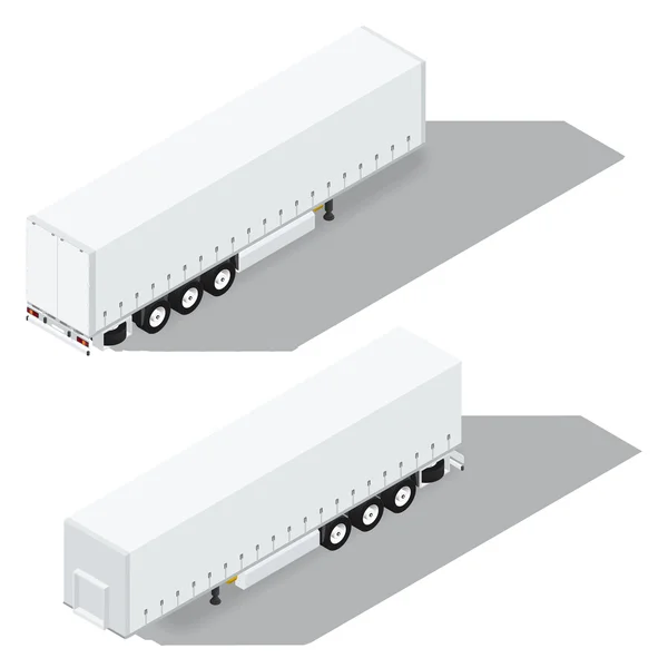 Tarpaulin semitrailer isometric detailed icon — Stockvector