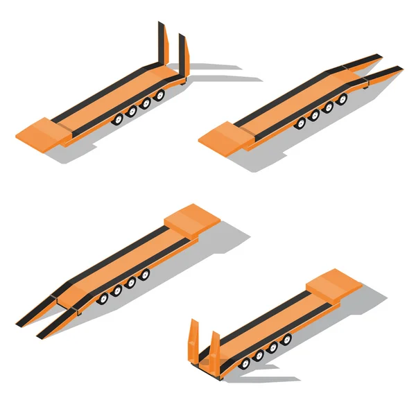 Trawl semitrailer isometric detailed icon — Stock Vector
