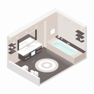 Banyo izometrik ayrıntılı seti