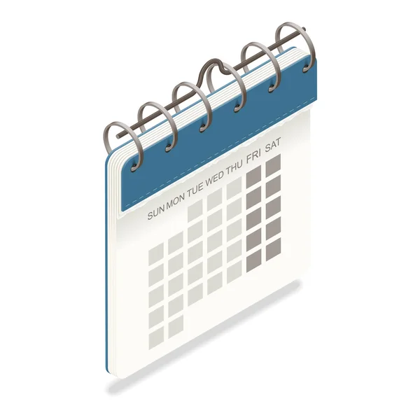 Kalender detailliertes isometrisches Symbol — Stockvektor