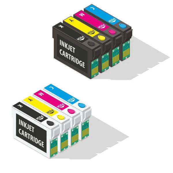 Inkjet cartridges isometrische pictogram — Stockvector