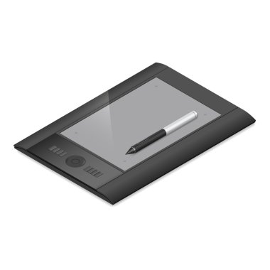 Grafik tablet detaylı izometrik simgesi