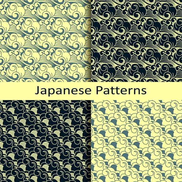 Set van vier Japanse patronen — Stockvector