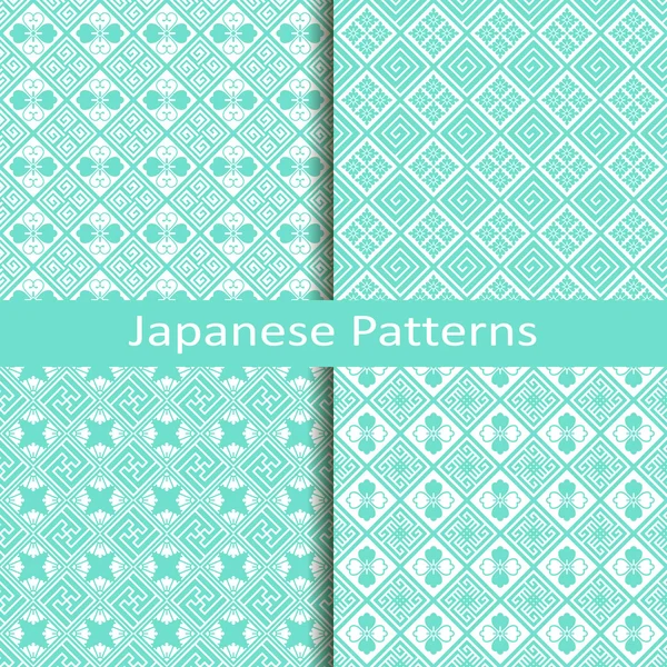 Set of four japanese patterns — Stock Vector