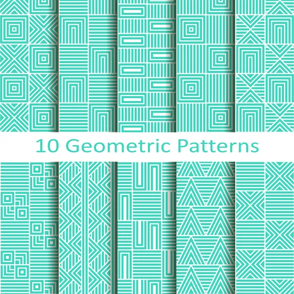 Set of ten geometric lineal patterns — Stock Vector