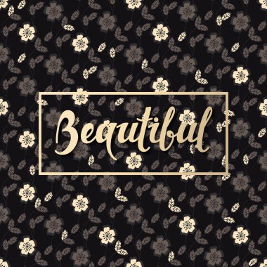 word bir çerçeve içinde güzel arka plan sorunsuz çiçek deseni ve el ile çizilmiş 