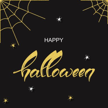 elle çizilmiş ile arka plan siyah ve altın tatil mutlu halloween kelime