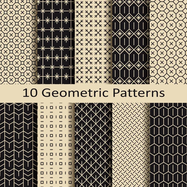 Διάνυσμα σύνολο δέκα μονοκόμματων γεωμετρικών μοτίβων — Διανυσματικό Αρχείο