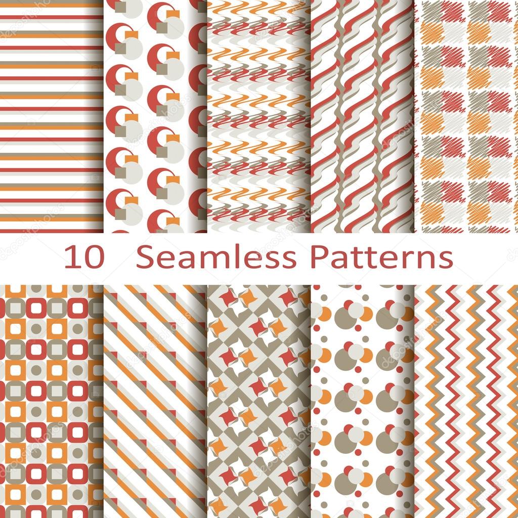 Set of ten seamless patterns