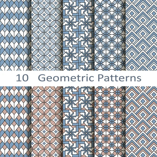 Set of ten geometric patterns — Stock Vector