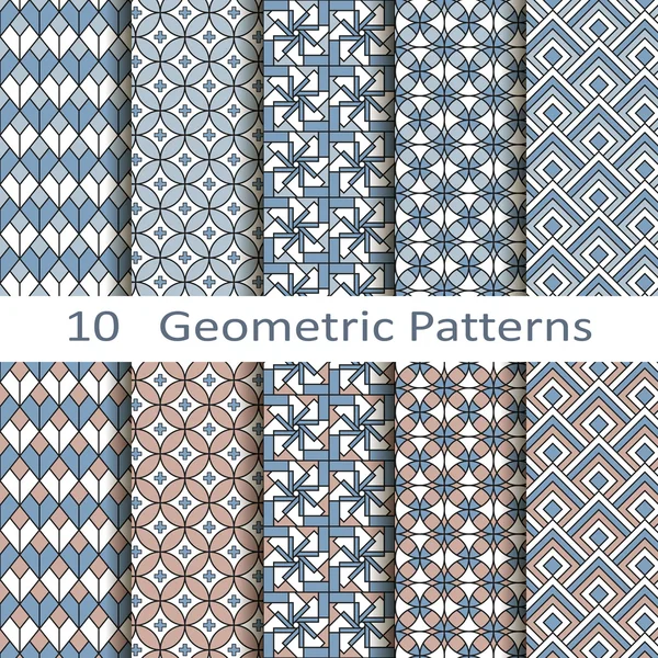 Sada deseti geometrické vzory — Stockový vektor