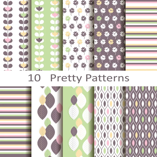 Conjunto de diez patrones bonitos — Archivo Imágenes Vectoriales