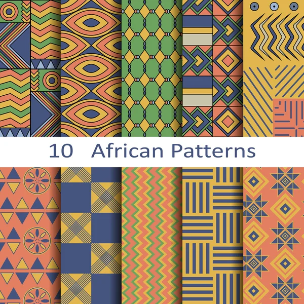 Conjunto de dez padrões africanos — Vetor de Stock