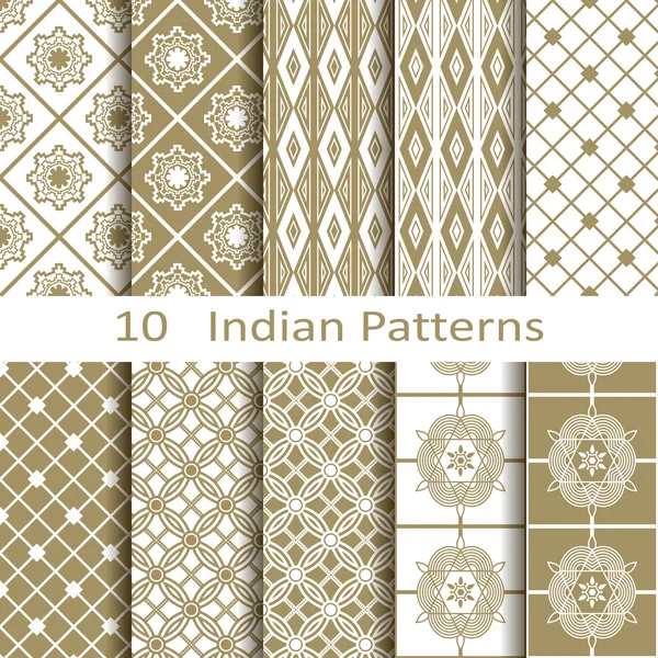 Uppsättning av tio indiska mönster — Stock vektor