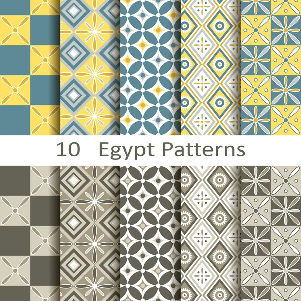 Set van tien Egypte patronen — Stockvector