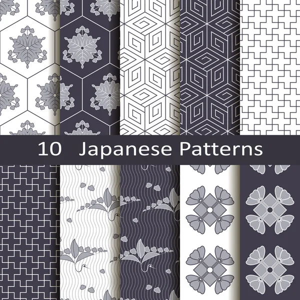 Conjunto de dez padrões japoneses — Vetor de Stock