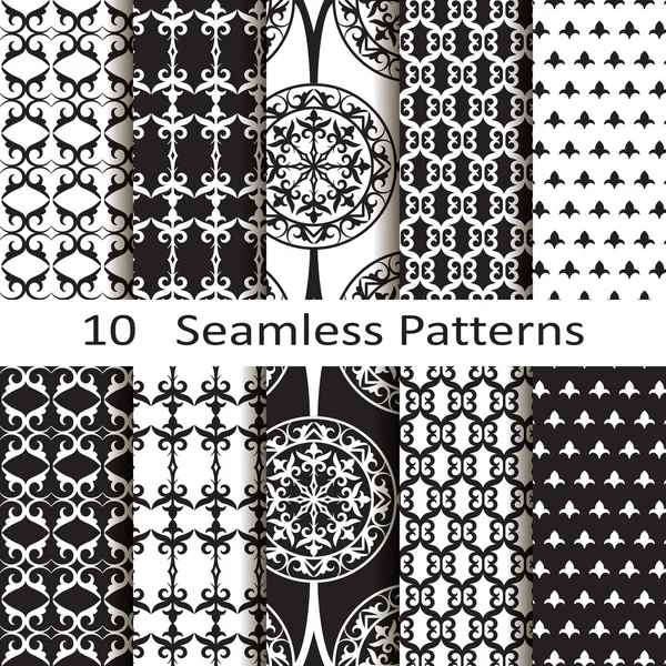 Conjunto de diez patrones sin costura — Archivo Imágenes Vectoriales