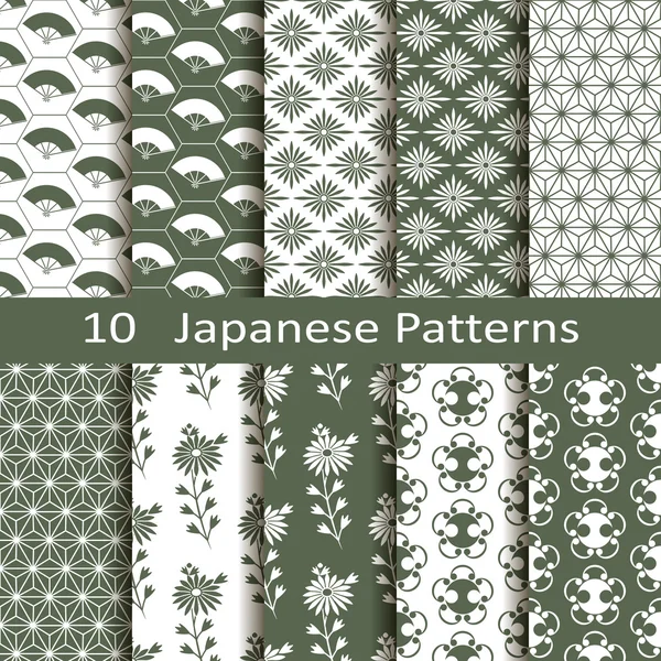 Ensemble de dix motifs japonais — Image vectorielle