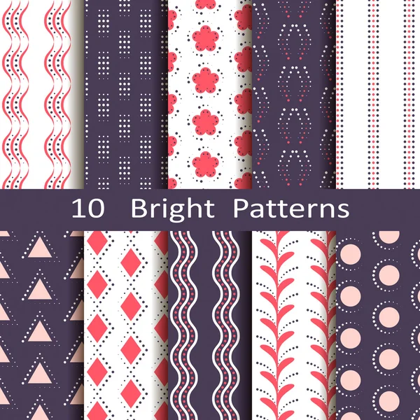 Set of ten bright patterns — Stock Vector