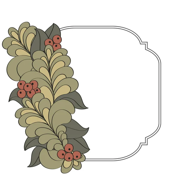 Cadre vintage décoré de fleurs dessinées à la main — Image vectorielle