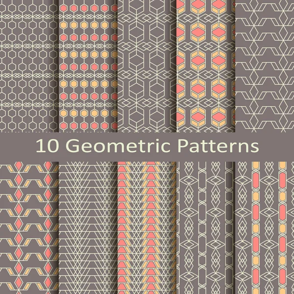 Conjunto de dez padrões geométricos — Vetor de Stock