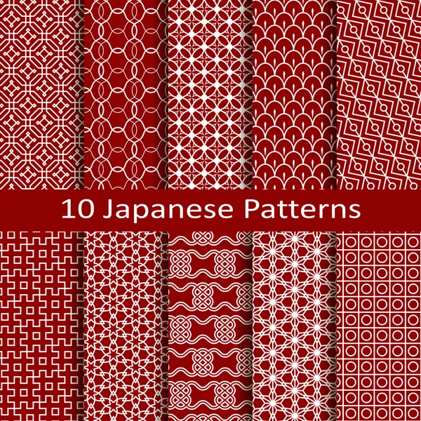 Satz von zehn japanischen Mustern — Stockvektor