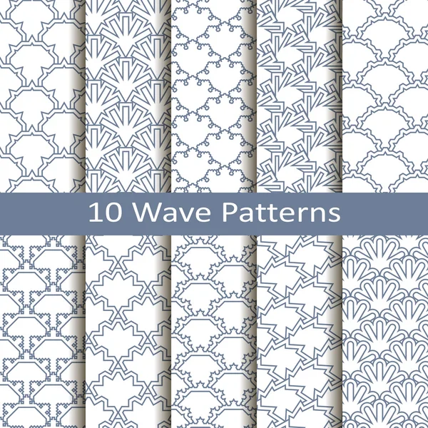Conjunto de diez patrones de onda — Archivo Imágenes Vectoriales