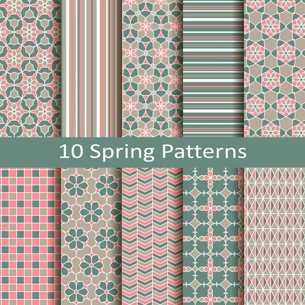 Conjunto de dez padrões de primavera — Vetor de Stock