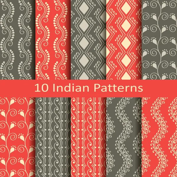 Zestaw dziesięciu indianpatterns — Wektor stockowy