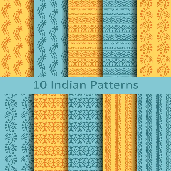 Uppsättning av tio indianpatterns — Stock vektor