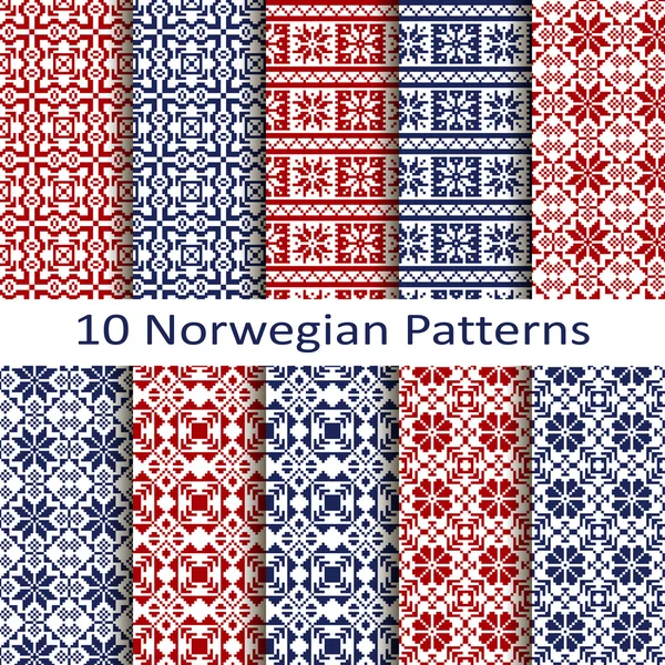 10 ノルウェー パターンのセット — ストックベクタ