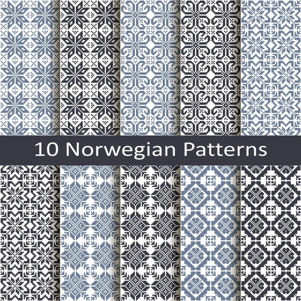 Set of ten norwegian patterns — Stock Vector