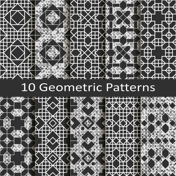 Set of ten geometric patterns — Stock Vector