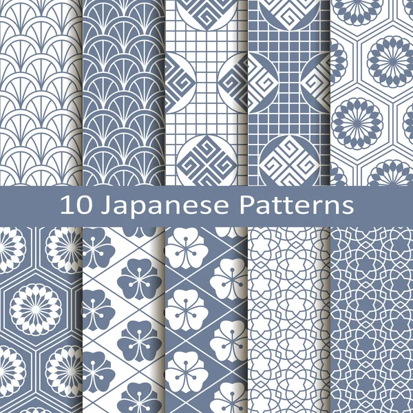 Set of ten japanese patterns — Stock Vector