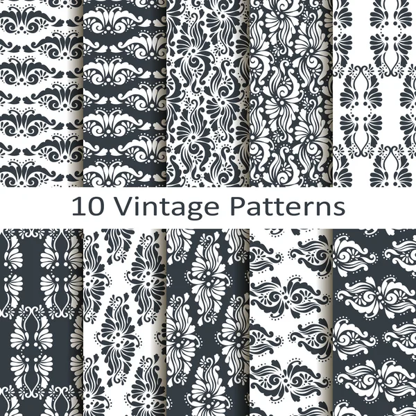 Set of ten vintage patterns — Stock Vector