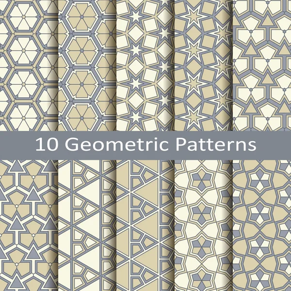 Set van tien geometrische patronen — Stockvector